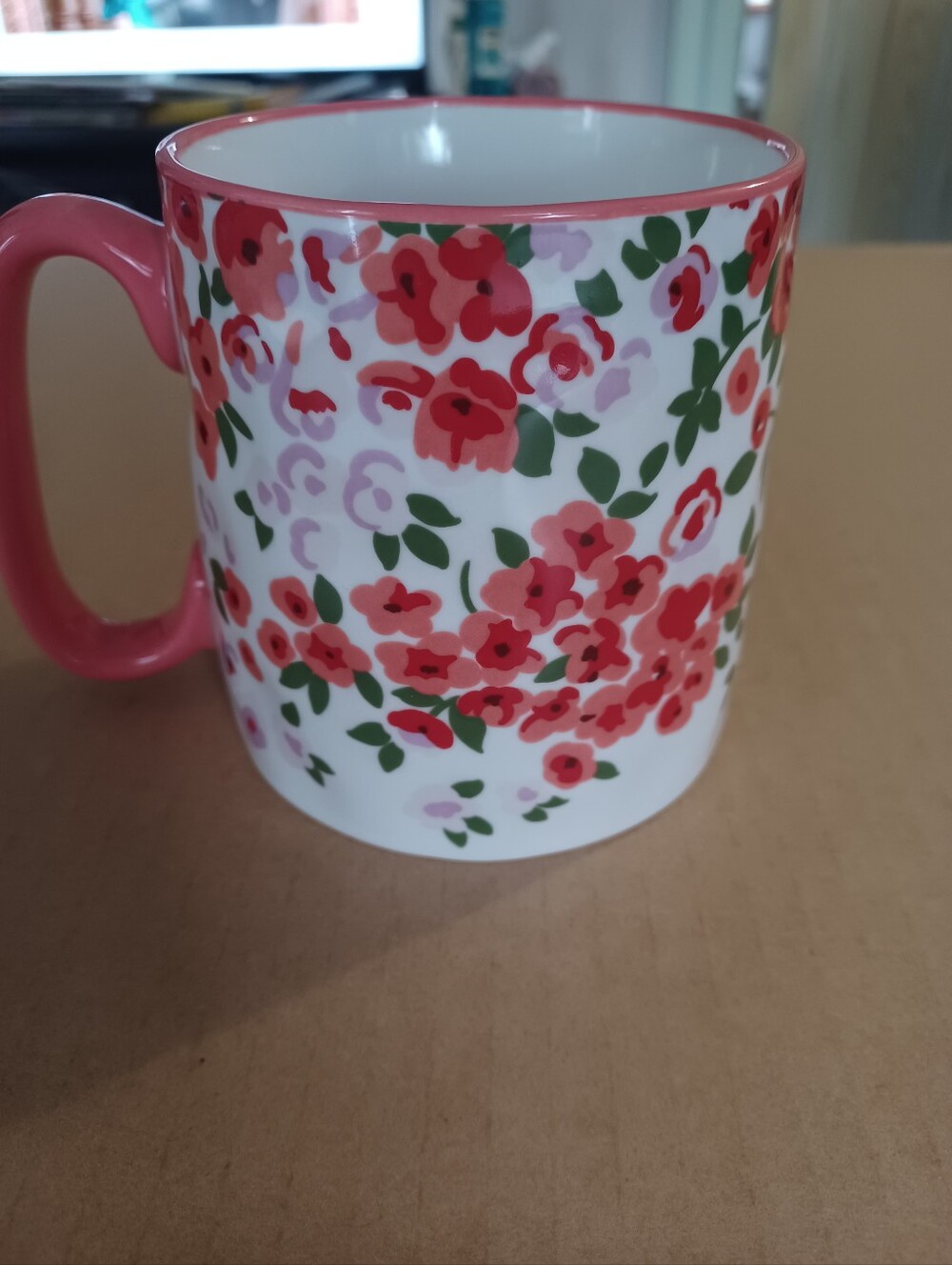 10 Strawberry Street Bella Coral Pink Floral Mug Dimpled Cup with Flowers